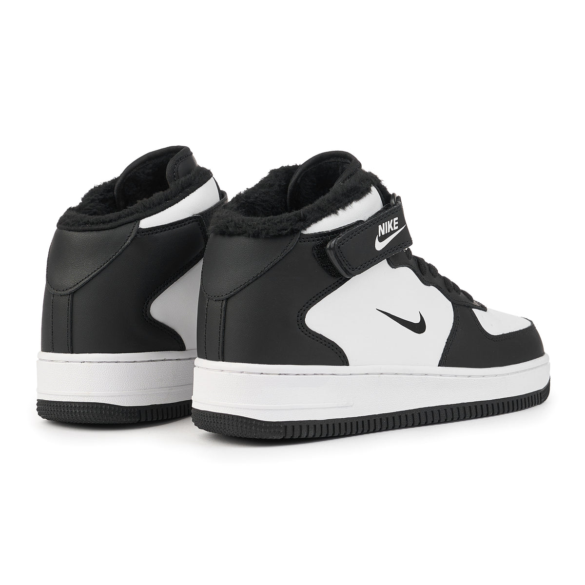 Ghete Imblanite AF1, Negru/Alb, Piele Naturala