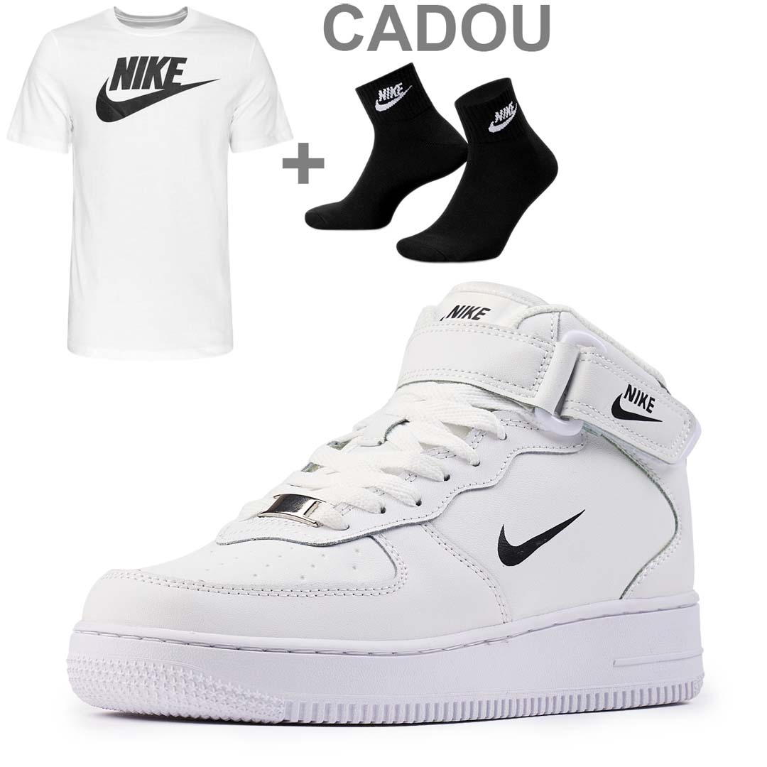 Ghete AF1 din Piele Naturala, Alb