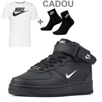 Ghete AF1 din Piele Naturala, Negru